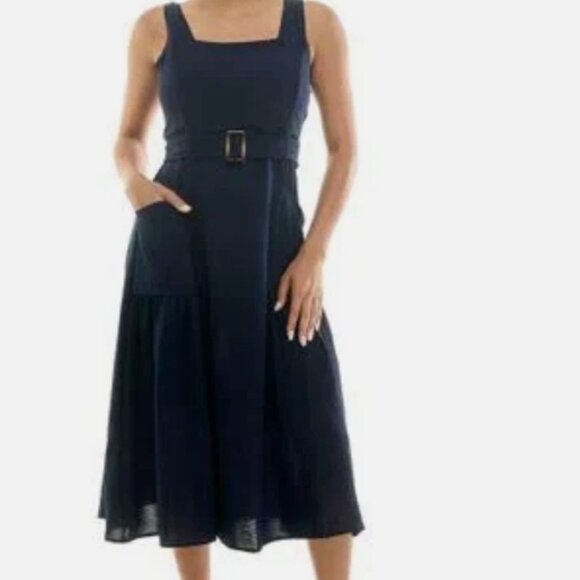 Nina Leonard Dresses & Skirts - Nina Leonard Women’s Sleeveless Belted Dress Black 2X Pockets Plus Size